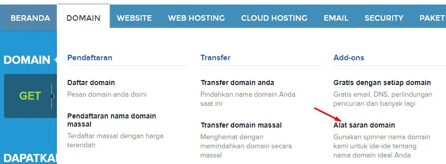 Klik link alat saran nama domain 