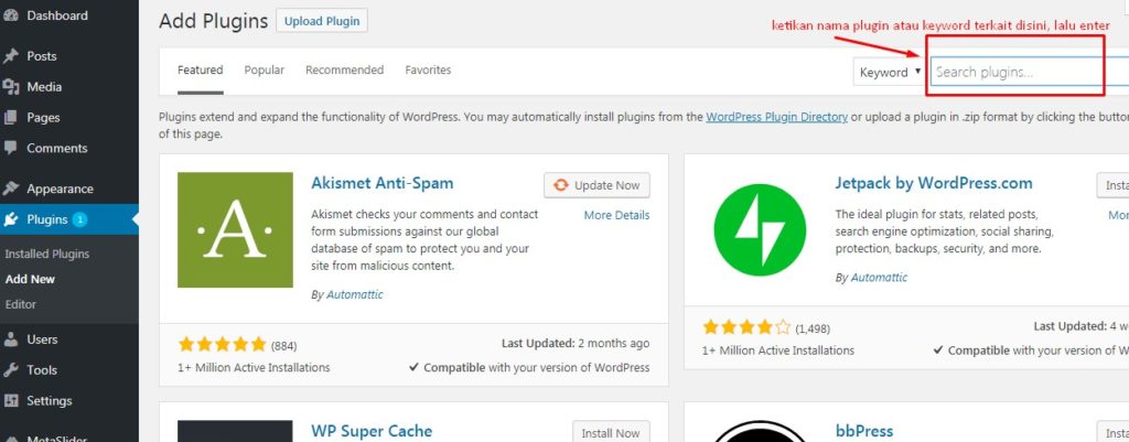 Cara Install Plugin WordPress Dari Direktori Plugins Melalui Dashboard 4